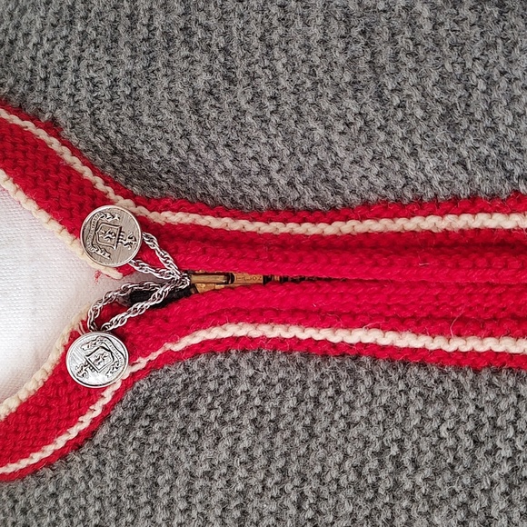 Vintage Zip Hand Knit Norwegian Folk Sweater fits 1x sleeve 24" PTP 22 1/2" - Picture 3 of 5